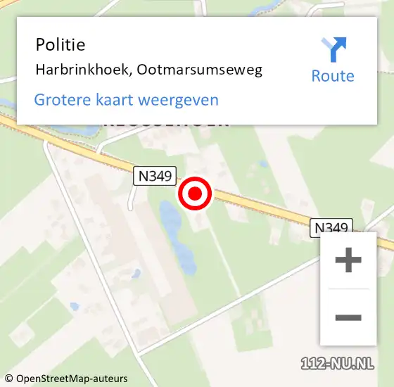 Locatie op kaart van de 112 melding: Politie Harbrinkhoek, Ootmarsumseweg op 14 december 2019 17:21