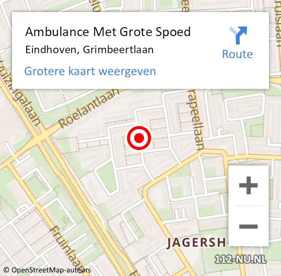 Locatie op kaart van de 112 melding: Ambulance Met Grote Spoed Naar Eindhoven, Grimbeertlaan op 14 december 2019 17:42