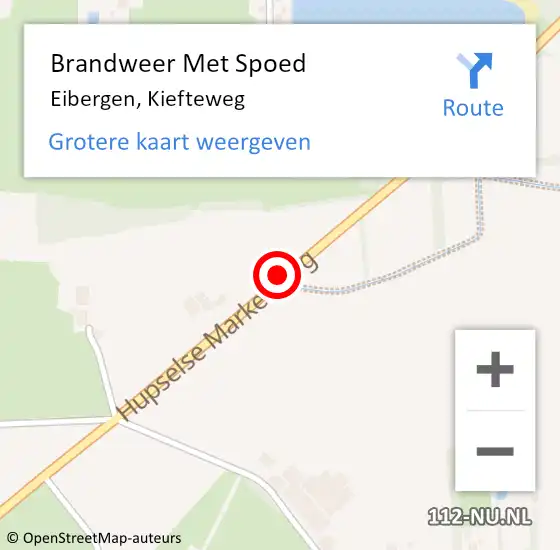 Locatie op kaart van de 112 melding: Brandweer Met Spoed Naar Eibergen, Kiefteweg op 14 december 2019 18:12