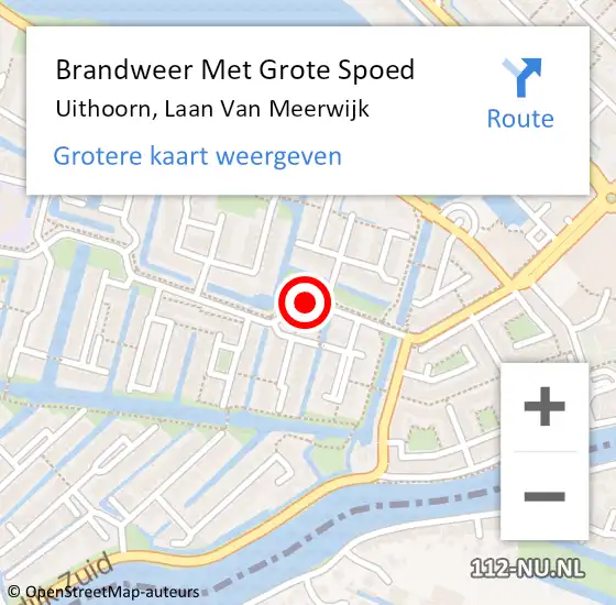 Locatie op kaart van de 112 melding: Brandweer Met Grote Spoed Naar Uithoorn, Laan Van Meerwijk op 14 december 2019 18:49