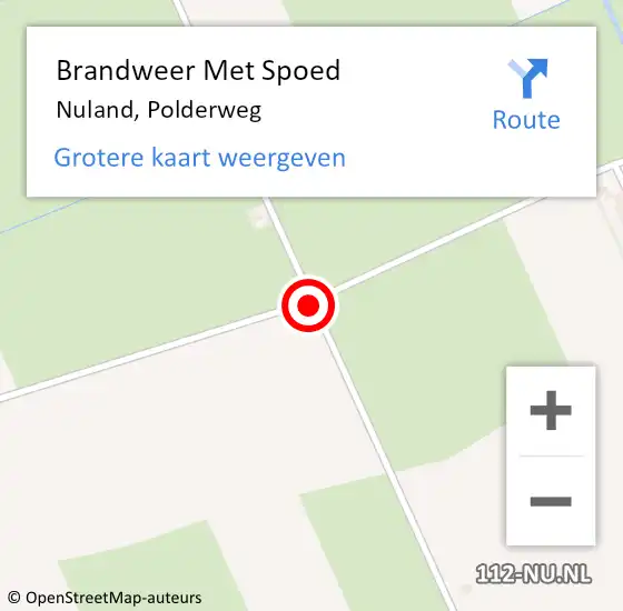 Locatie op kaart van de 112 melding: Brandweer Met Spoed Naar Nuland, Polderweg op 14 december 2019 18:58