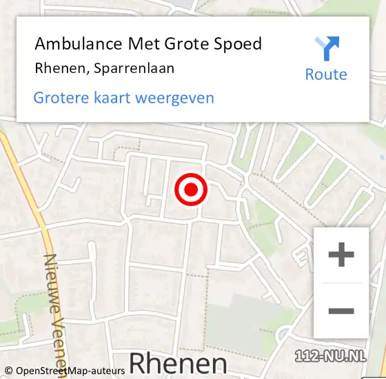 Locatie op kaart van de 112 melding: Ambulance Met Grote Spoed Naar Rhenen, Sparrenlaan op 22 april 2014 21:12