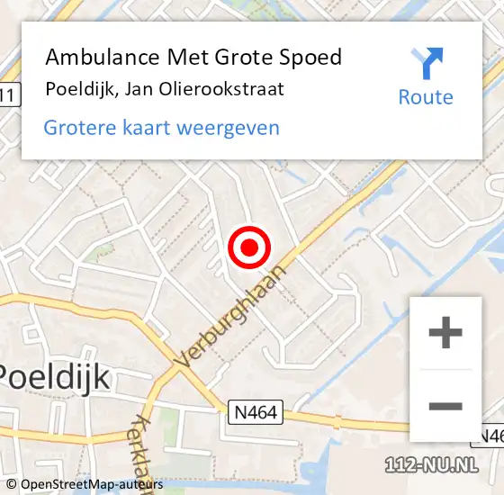 Locatie op kaart van de 112 melding: Ambulance Met Grote Spoed Naar Poeldijk, Jan Olierookstraat op 14 december 2019 20:08