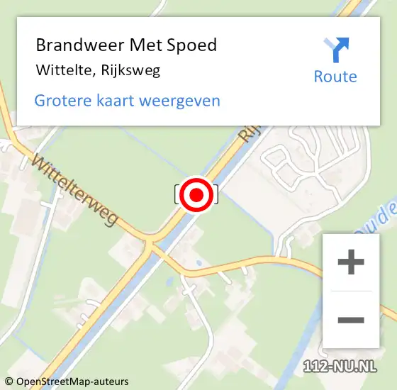Locatie op kaart van de 112 melding: Brandweer Met Spoed Naar Wittelte, Rijksweg op 14 december 2019 21:39