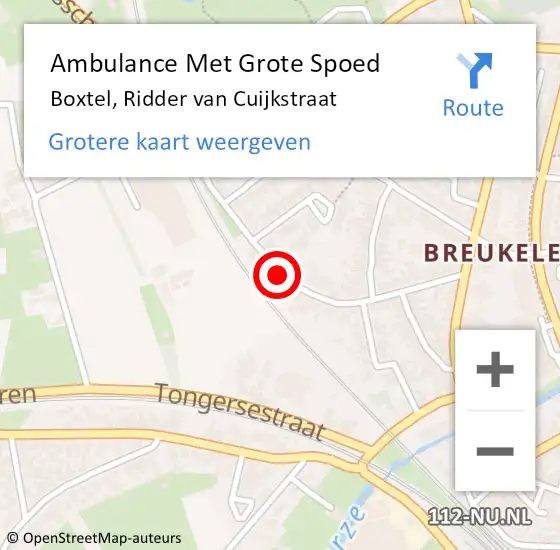 Locatie op kaart van de 112 melding: Ambulance Met Grote Spoed Naar Boxtel, Ridder van Cuijkstraat op 14 december 2019 22:54