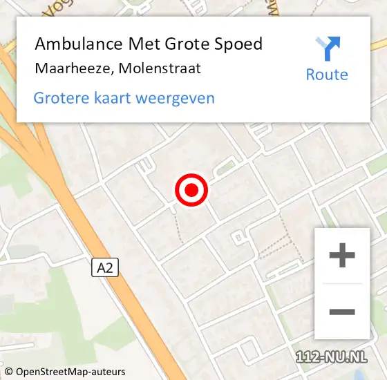 Locatie op kaart van de 112 melding: Ambulance Met Grote Spoed Naar Maarheeze, Molenstraat op 15 december 2019 00:21