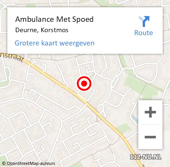 Locatie op kaart van de 112 melding: Ambulance Met Spoed Naar Deurne, Korstmos op 15 december 2019 00:37