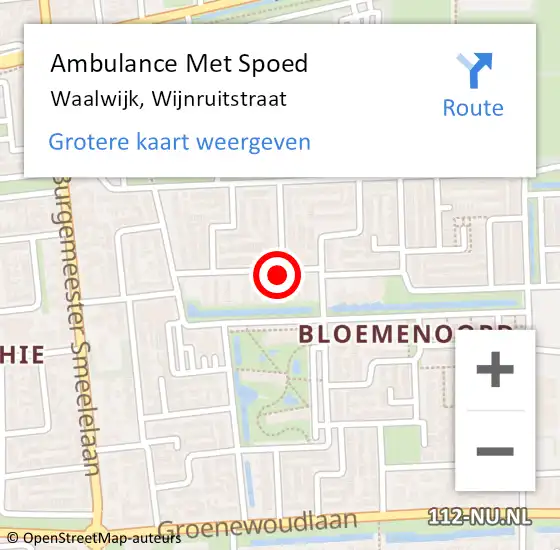 Locatie op kaart van de 112 melding: Ambulance Met Spoed Naar Waalwijk, Wijnruitstraat op 15 december 2019 01:11