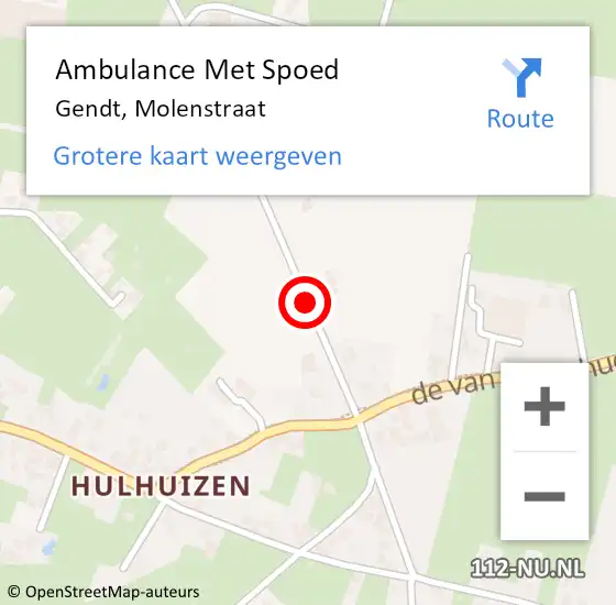 Locatie op kaart van de 112 melding: Ambulance Met Spoed Naar Gendt, Molenstraat op 15 december 2019 01:40