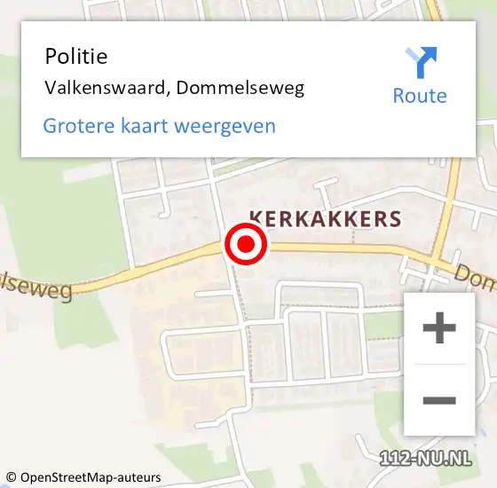 Locatie op kaart van de 112 melding: Politie Valkenswaard, Dommelseweg op 15 december 2019 02:16