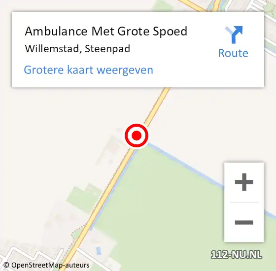 Locatie op kaart van de 112 melding: Ambulance Met Grote Spoed Naar Willemstad, Steenpad op 15 december 2019 02:32