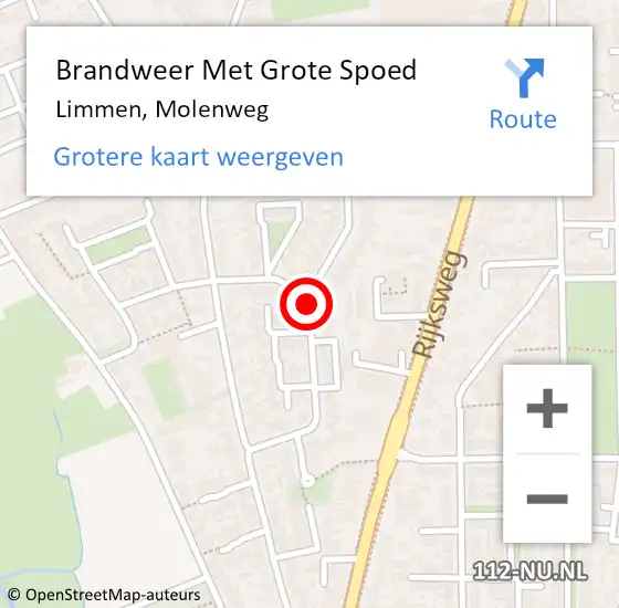 Locatie op kaart van de 112 melding: Brandweer Met Grote Spoed Naar Limmen, Molenweg op 15 december 2019 02:55