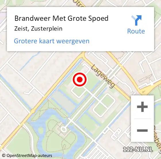 Locatie op kaart van de 112 melding: Brandweer Met Grote Spoed Naar Zeist, Zusterplein op 15 december 2019 03:42