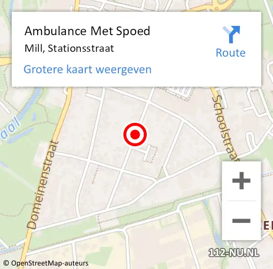 Locatie op kaart van de 112 melding: Ambulance Met Spoed Naar Mill, Stationsstraat op 15 december 2019 05:25