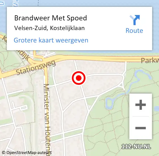 Locatie op kaart van de 112 melding: Brandweer Met Spoed Naar Velsen-Zuid, Kostelijklaan op 15 december 2019 08:09