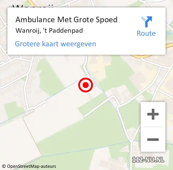 Locatie op kaart van de 112 melding: Ambulance Met Grote Spoed Naar Wanroij, 't Paddenpad op 22 april 2014 22:04