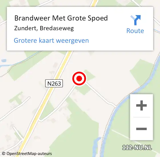 Locatie op kaart van de 112 melding: Brandweer Met Grote Spoed Naar Zundert, Bredaseweg op 15 december 2019 08:49