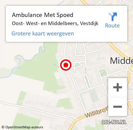 Locatie op kaart van de 112 melding: Ambulance Met Spoed Naar Oost- West- en Middelbeers, Vestdijk op 15 december 2019 09:06