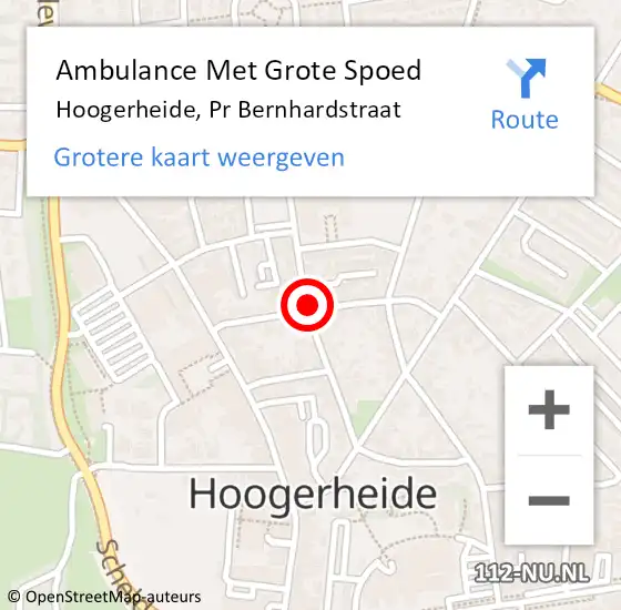 Locatie op kaart van de 112 melding: Ambulance Met Grote Spoed Naar Hoogerheide, Pr Bernhardstraat op 15 december 2019 09:35