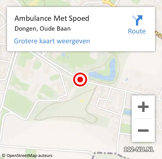 Locatie op kaart van de 112 melding: Ambulance Met Spoed Naar Dongen, Oude Baan op 15 december 2019 10:32