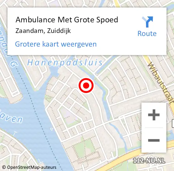 Locatie op kaart van de 112 melding: Ambulance Met Grote Spoed Naar Zaandam, Zuiddijk op 15 december 2019 11:01