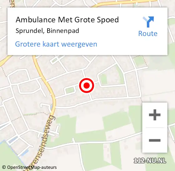 Locatie op kaart van de 112 melding: Ambulance Met Grote Spoed Naar Sprundel, Binnenpad op 15 december 2019 11:15