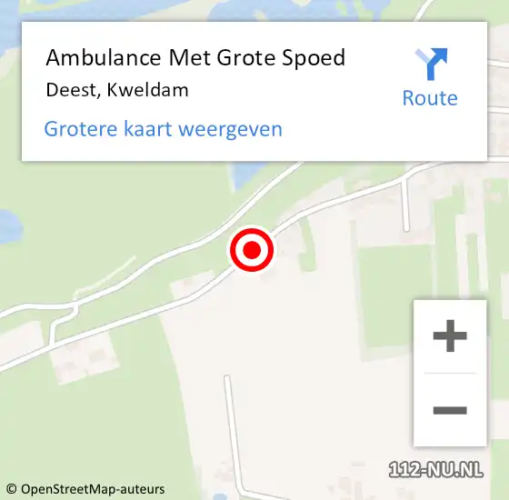 Locatie op kaart van de 112 melding: Ambulance Met Grote Spoed Naar Deest, Kweldam op 15 december 2019 11:17