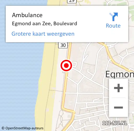Locatie op kaart van de 112 melding: Ambulance Egmond aan Zee, Boulevard op 15 december 2019 11:19