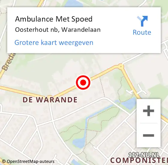 Locatie op kaart van de 112 melding: Ambulance Met Spoed Naar Oosterhout nb, Warandelaan op 15 december 2019 12:17