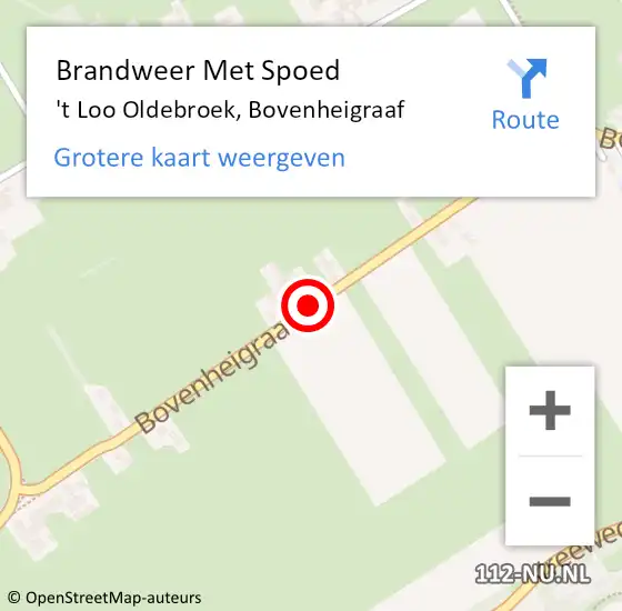 Locatie op kaart van de 112 melding: Brandweer Met Spoed Naar 't Loo Oldebroek, Bovenheigraaf op 15 december 2019 12:30