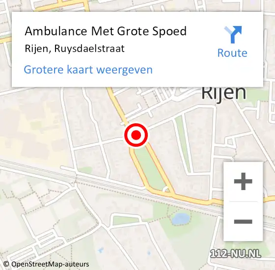 Locatie op kaart van de 112 melding: Ambulance Met Grote Spoed Naar Rijen, Ruysdaelstraat op 15 december 2019 12:31
