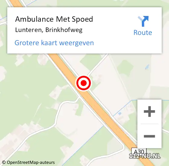 Locatie op kaart van de 112 melding: Ambulance Met Spoed Naar Lunteren, Brinkhofweg op 15 december 2019 12:37