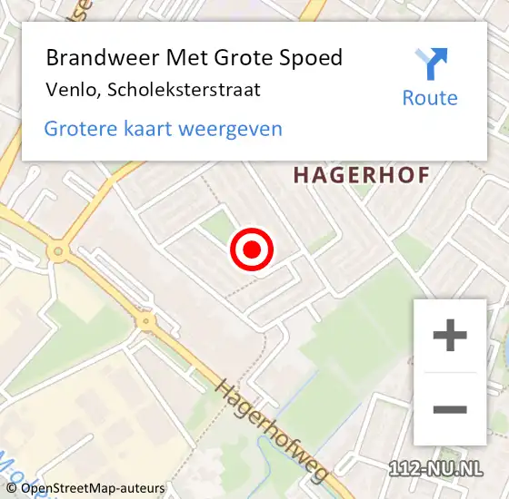 Locatie op kaart van de 112 melding: Brandweer Met Grote Spoed Naar Venlo, Scholeksterstraat op 15 december 2019 12:47