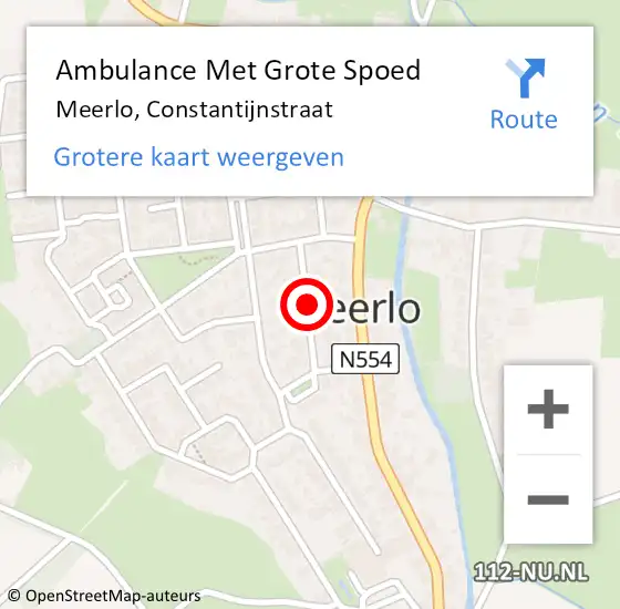 Locatie op kaart van de 112 melding: Ambulance Met Grote Spoed Naar Meerlo, Constantijnstraat op 15 december 2019 13:17