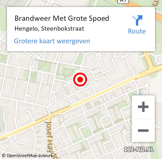 Locatie op kaart van de 112 melding: Brandweer Met Grote Spoed Naar Hengelo Ov, Steenbokstraat op 15 december 2019 13:57