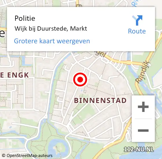 Locatie op kaart van de 112 melding: Politie Wijk bij Duurstede, Markt op 15 december 2019 14:51