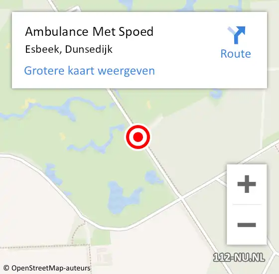 Locatie op kaart van de 112 melding: Ambulance Met Spoed Naar Esbeek, Dunsedijk op 15 december 2019 16:40