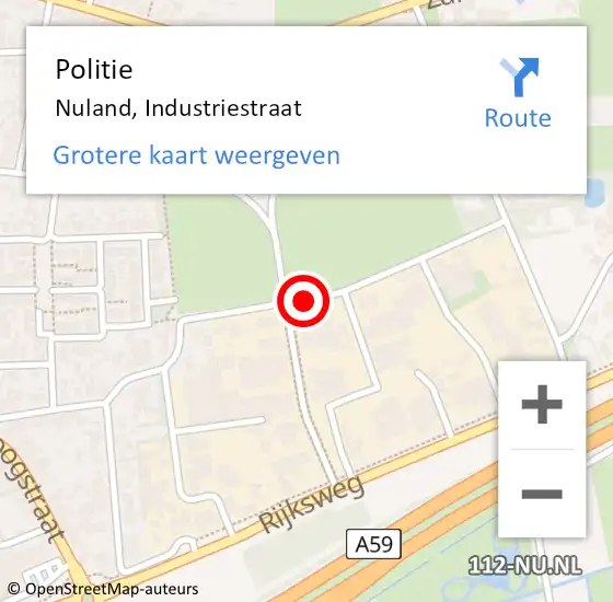 Locatie op kaart van de 112 melding: Politie Nuland, Industriestraat op 15 december 2019 17:19