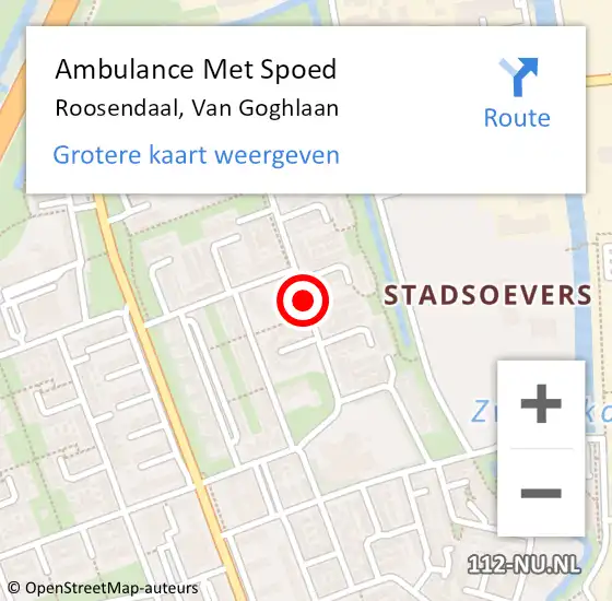 Locatie op kaart van de 112 melding: Ambulance Met Spoed Naar Roosendaal, Van Goghlaan op 15 december 2019 17:52