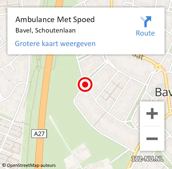 Locatie op kaart van de 112 melding: Ambulance Met Spoed Naar Bavel, Schoutenlaan op 15 december 2019 18:02