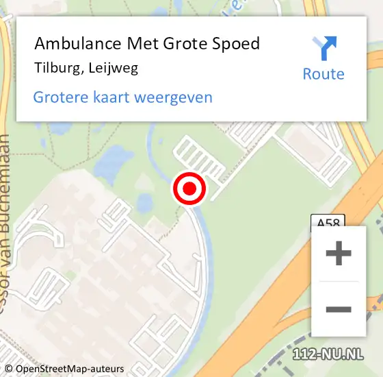 Locatie op kaart van de 112 melding: Ambulance Met Grote Spoed Naar Tilburg, Leijweg op 15 december 2019 19:33