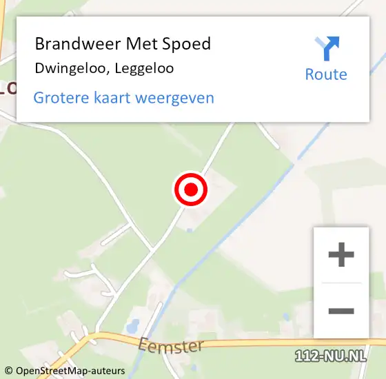 Locatie op kaart van de 112 melding: Brandweer Met Spoed Naar Dwingeloo, Leggeloo op 15 december 2019 19:54