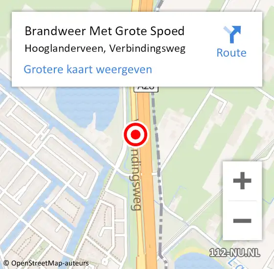 Locatie op kaart van de 112 melding: Brandweer Met Grote Spoed Naar Hooglanderveen, Verbindingsweg op 15 december 2019 21:23