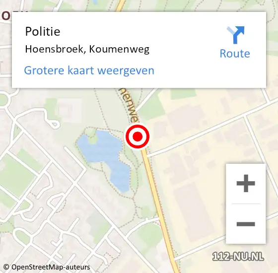 Locatie op kaart van de 112 melding: Politie Hoensbroek, Koumenweg op 15 december 2019 21:25