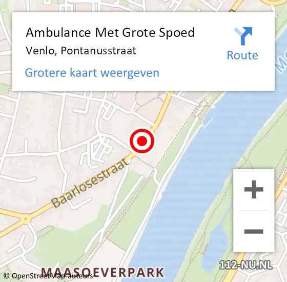 Locatie op kaart van de 112 melding: Ambulance Met Grote Spoed Naar Venlo, Pontanusstraat op 15 december 2019 21:29