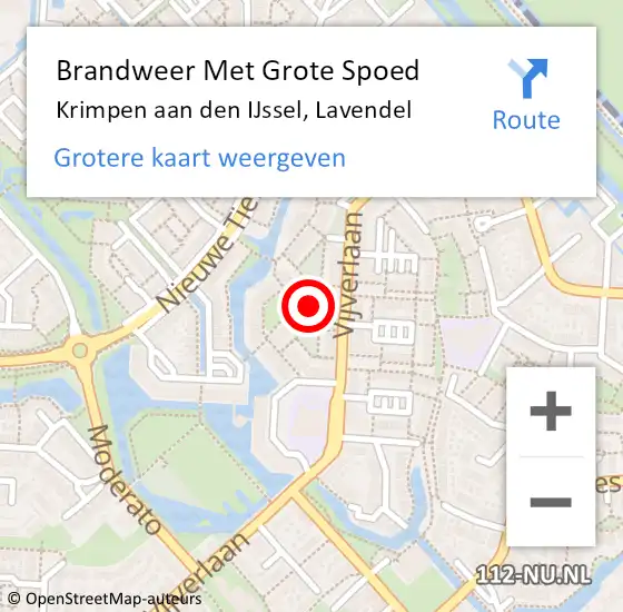 Locatie op kaart van de 112 melding: Brandweer Met Grote Spoed Naar Krimpen aan den IJssel, Lavendel op 15 december 2019 21:53