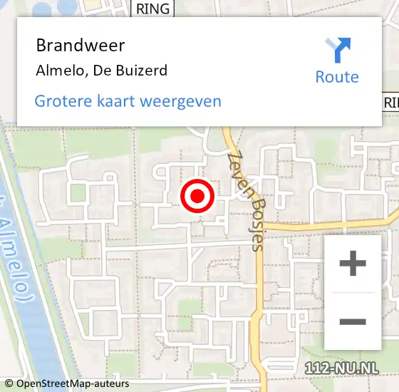 Locatie op kaart van de 112 melding: Brandweer Almelo, De Buizerd op 15 december 2019 21:57