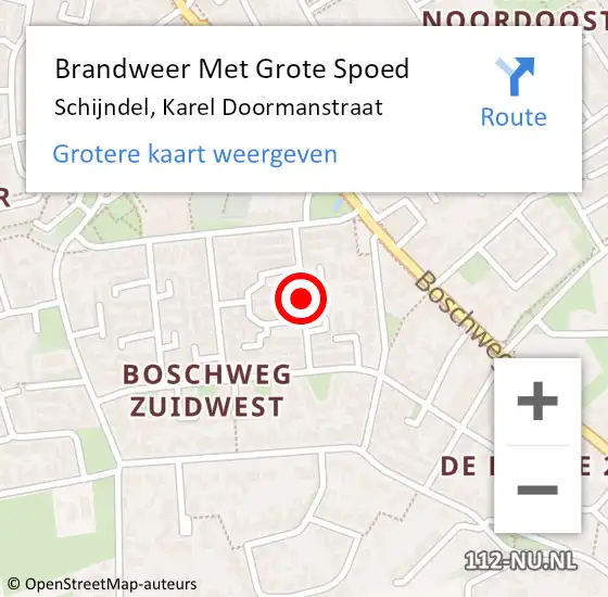 Locatie op kaart van de 112 melding: Brandweer Met Grote Spoed Naar Schijndel, Karel Doormanstraat op 15 december 2019 23:05