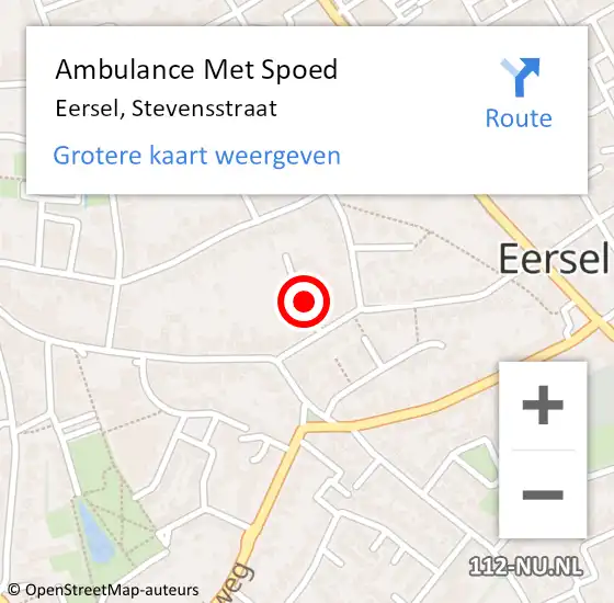 Locatie op kaart van de 112 melding: Ambulance Met Spoed Naar Eersel, Stevensstraat op 16 december 2019 07:09