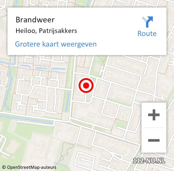 Locatie op kaart van de 112 melding: Brandweer Heiloo, Patrijsakkers op 29 september 2013 18:00